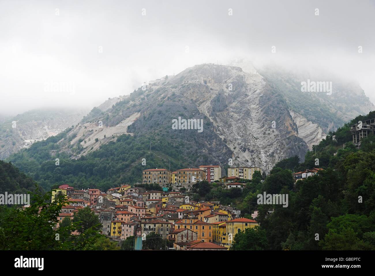 Marmor, Steinbruch, Berge, Stadtbild, Carrara, Provinz Massa-Carrara, Toskana, Italien Stockfoto