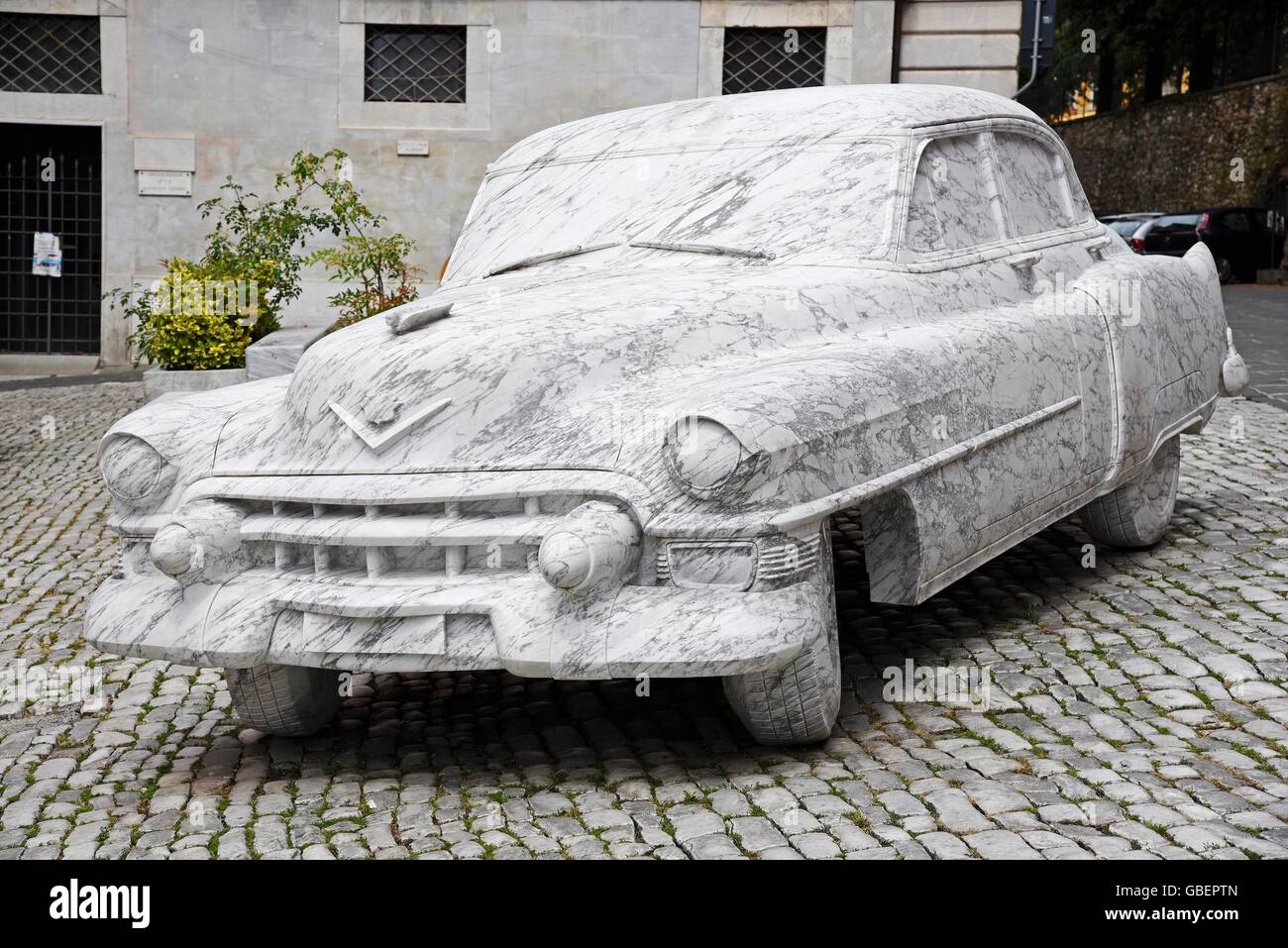 Cadillac, Skulpturen, Marmor, Carrara, Provinz Massa-Carrara, Toskana, Italien Stockfoto