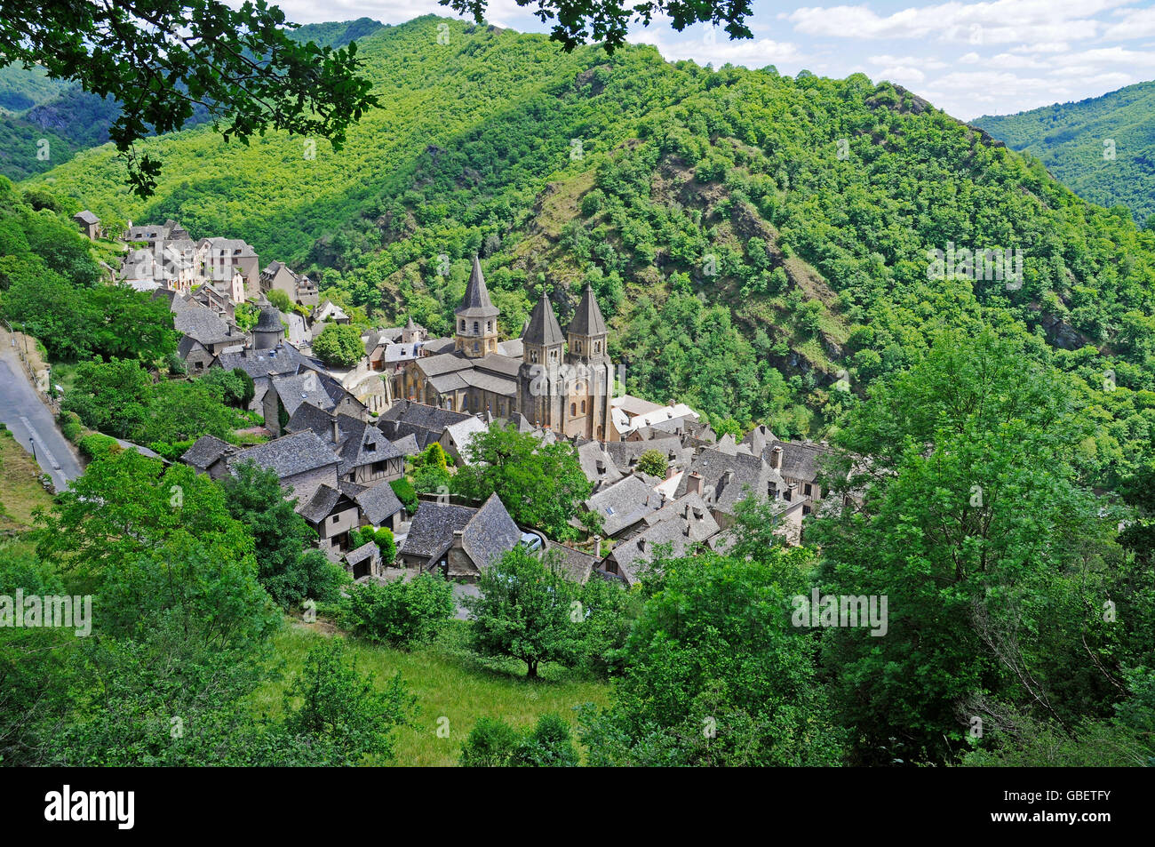 Abbataille Sainte Foy, Abtei Conques, Way of St. James, Departement Aveyron, Midi-Pyrenäen, Frankreich Stockfoto