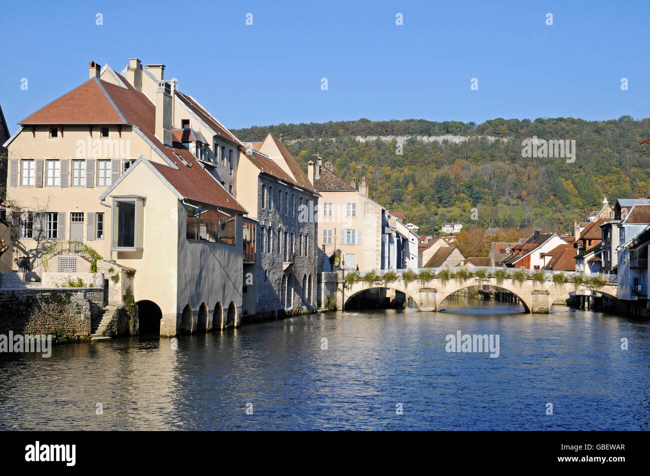 Museum Gustave Corbet, Geburtshaus des Malers Gustave Corbet, Loue River, Ornans, Besancon, Doubs, Franche, Frankreich Stockfoto