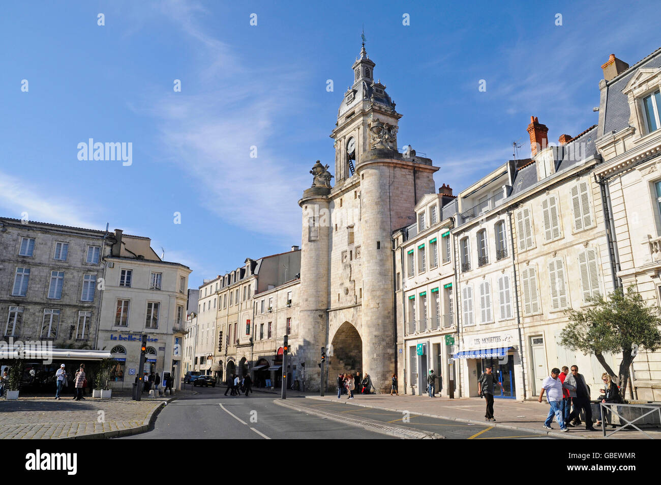 Porte De La Grosse Horloge, Stadttor, La Rochelle, Departement Charente-Maritime, Poitou-Charentes, Frankreich Stockfoto