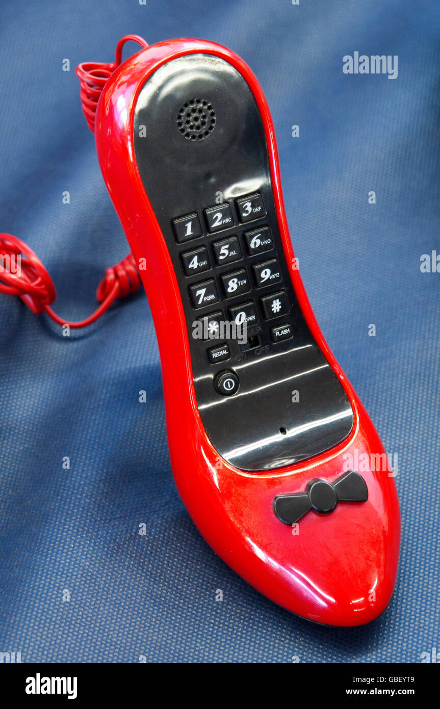 Roten hufeisenförmige Telefon Stockfoto