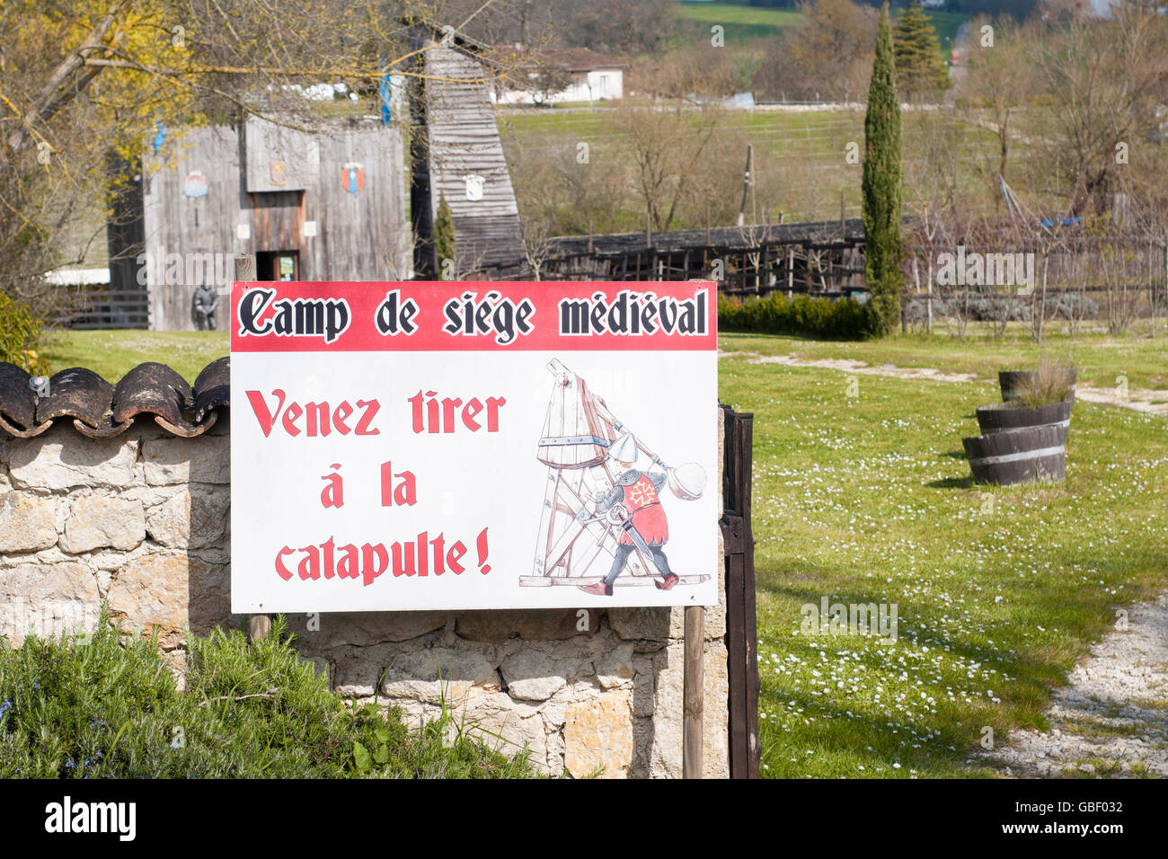 Blick auf den Eingang des mittelalterlichen Turniere der Larressingle. Gers. Frankreich. Stockfoto