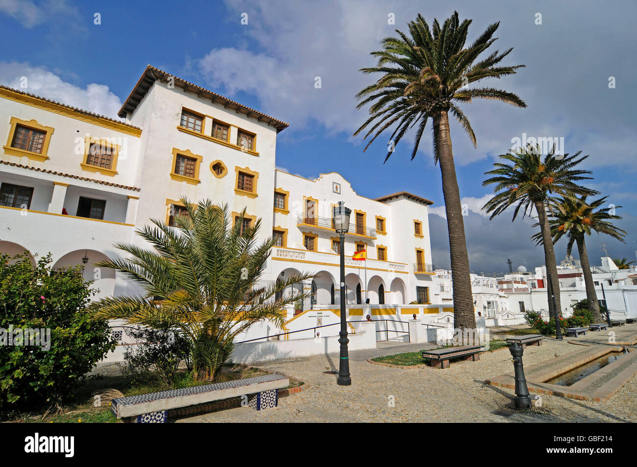 historische Gebäude, Plazuela del Viento, quadratisch, Tarifa, Provinz Cadiz, Costa De La Luz, Andalusien, Spanien, Europa Stockfoto