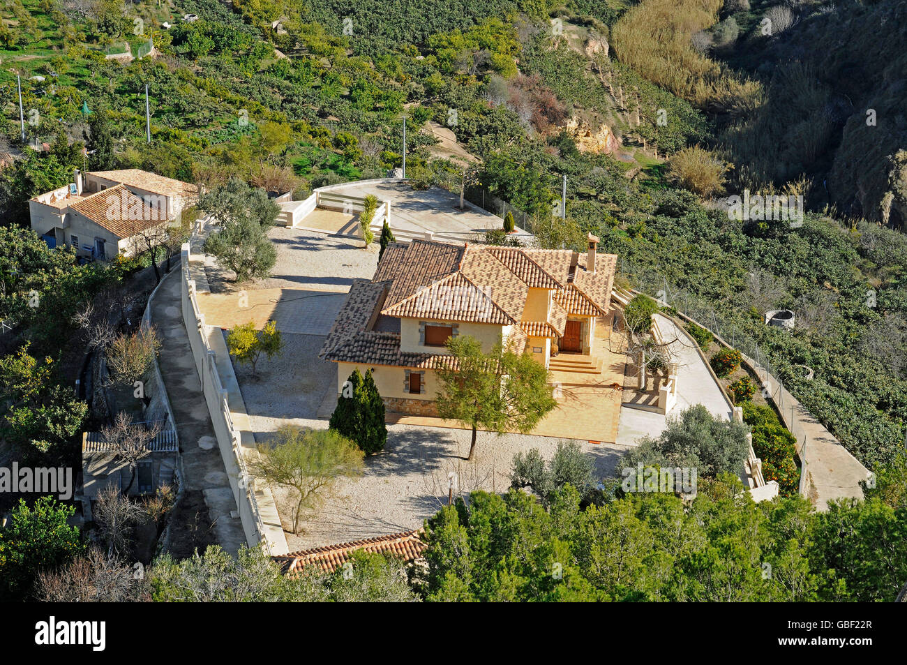 Landhaus, Finca, Bauernhof, Plantagen, Polop, Costa Blanca, Alicante, Spanien, Europa Stockfoto