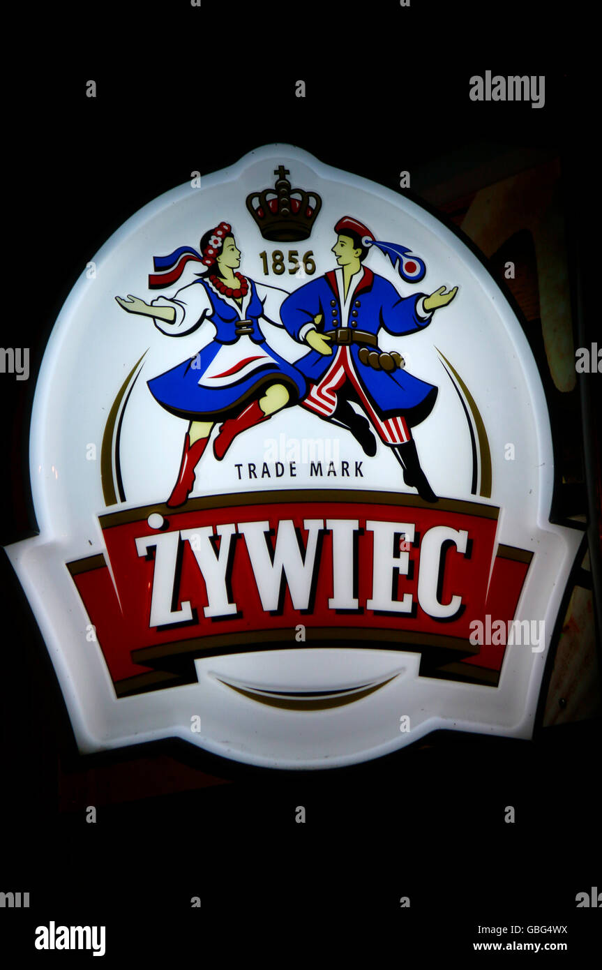 Das Logo der Marke "Zywiec", Swinemuende, Polen. Stockfoto