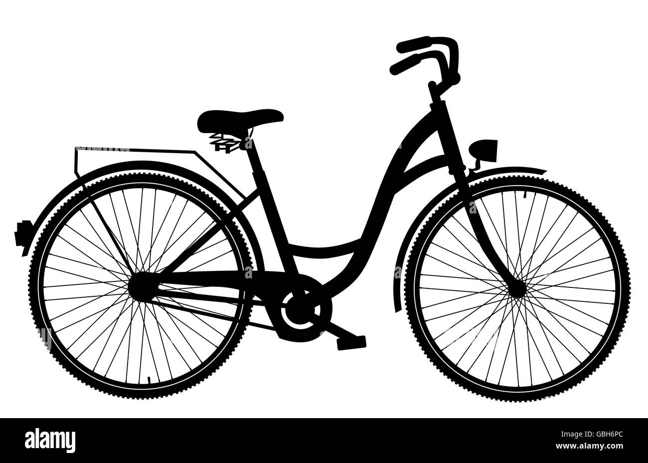 Fahrrad-Silhouette isoliert auf weißem Hintergrund Stockfoto
