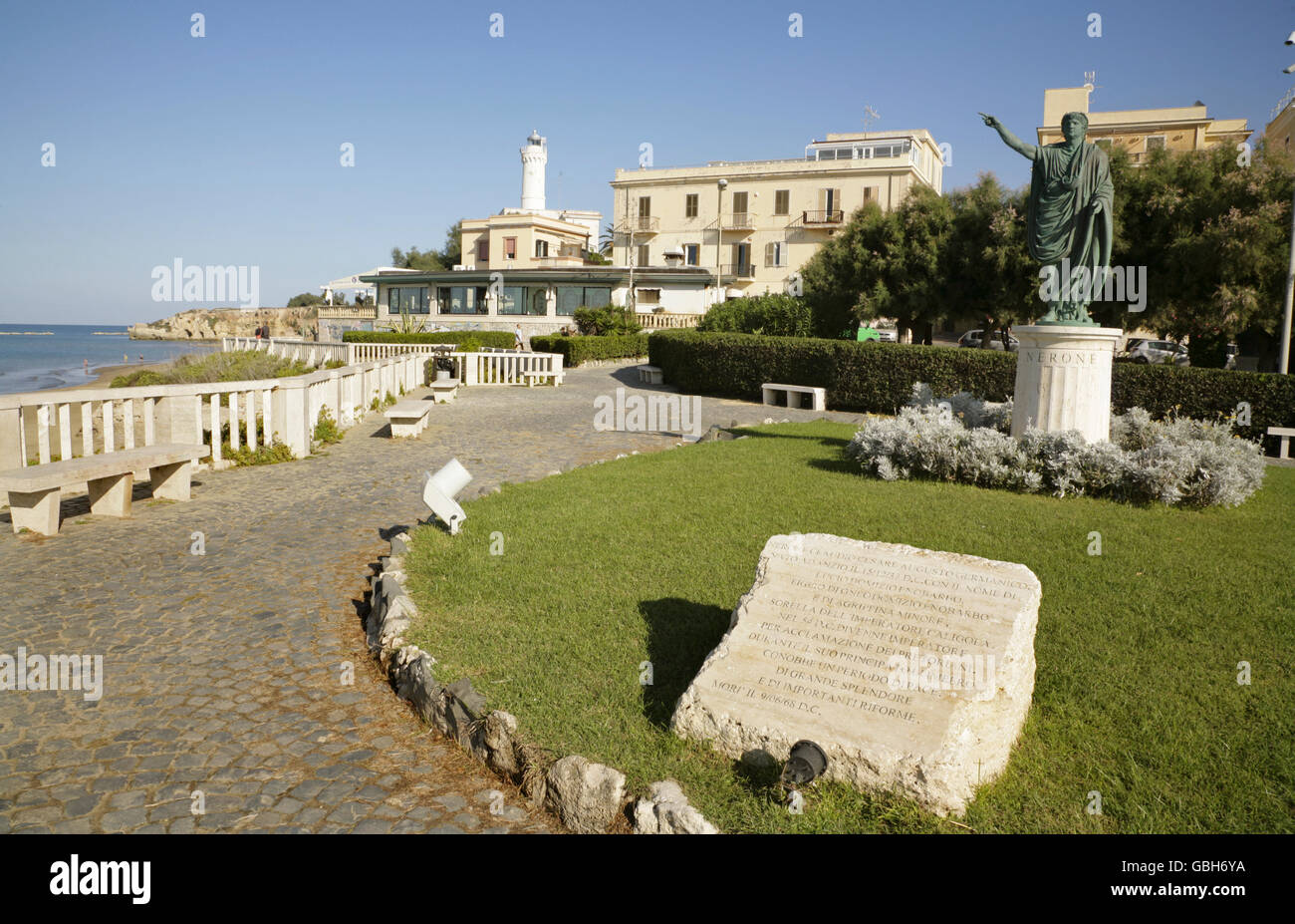 Statue des römischen Kaisers Nero, Anzio, Italien. Stockfoto