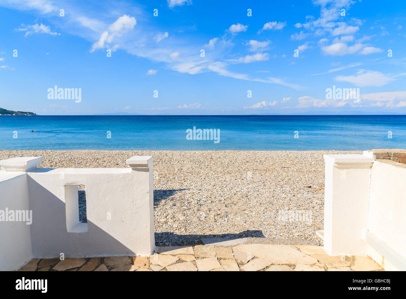 Eingangstor zum Kokkari Beach, Insel Samos, Griechenland Stockfoto