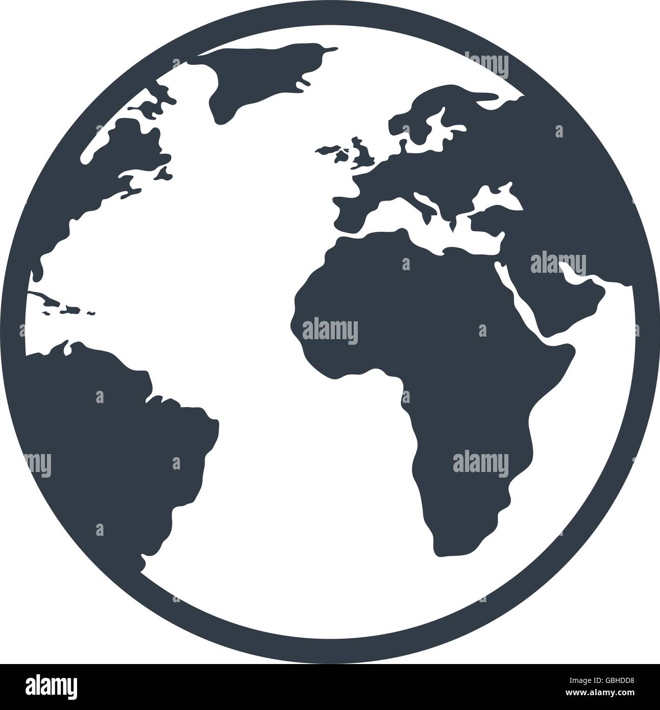 Earth Planet Schwarz Weiss Isoliert Symbol Stock Vektorgrafik Alamy