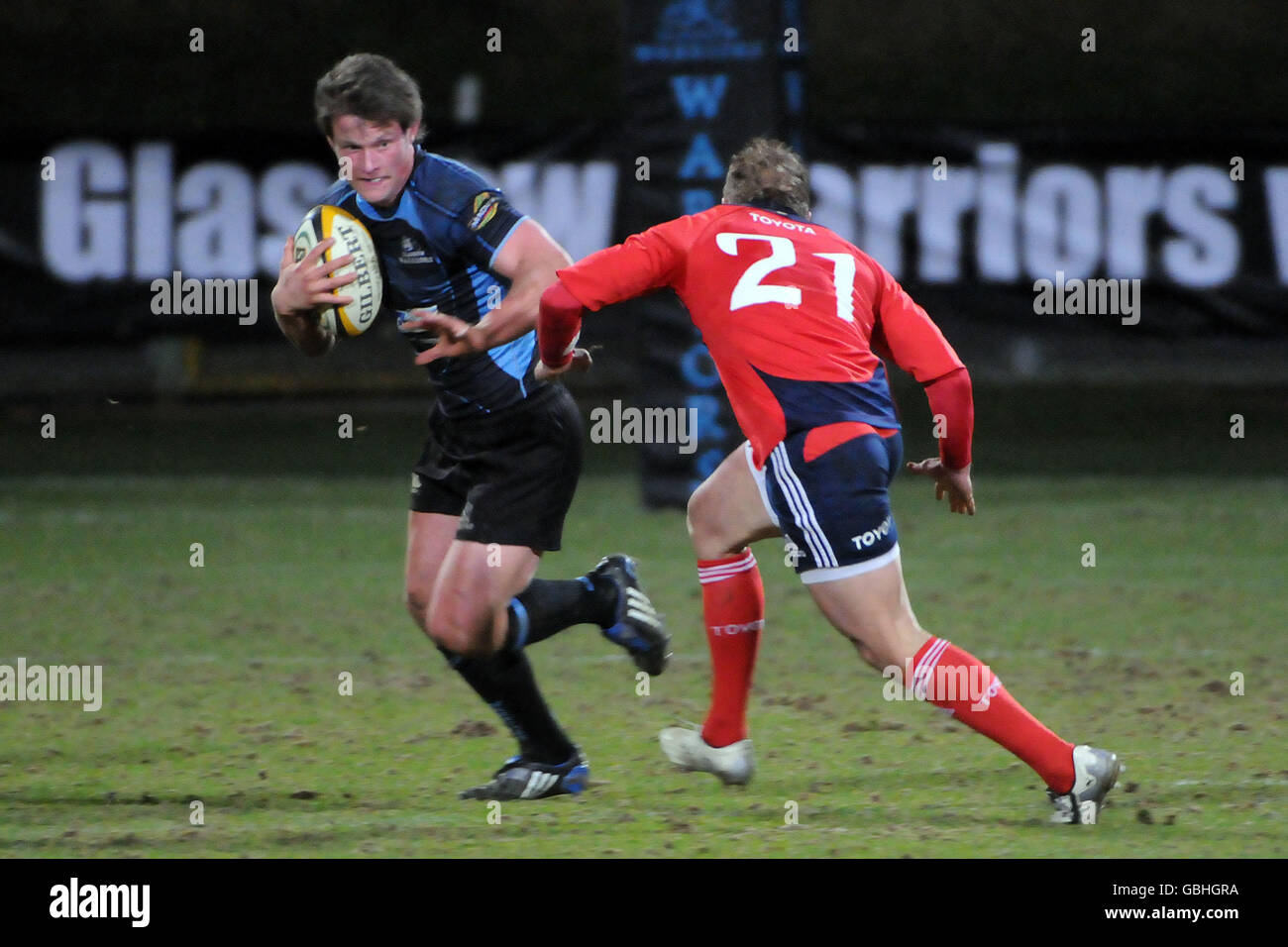 Rugby Union - Magners League - Glasgow Warriors V Münster - Firhill Arena. Glasgow's Peter Horne in Aktion während des Spiels der Magners League in der Firhill Arena, Glasgow. Stockfoto