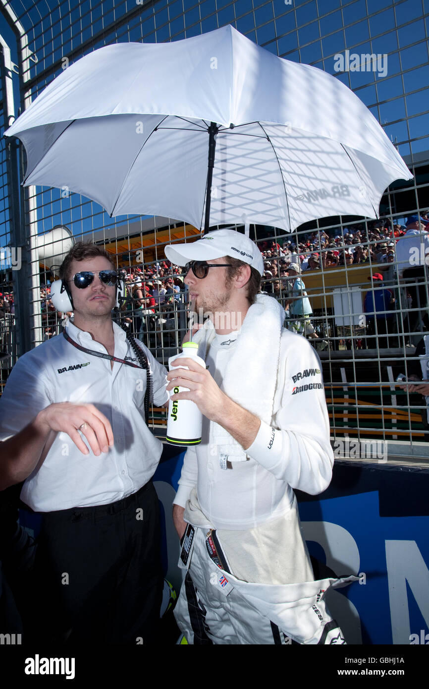 Brawn GP's Jenson Button vor dem Grand Prix von Australien im Albert Park, Melbourne, Australien. Stockfoto