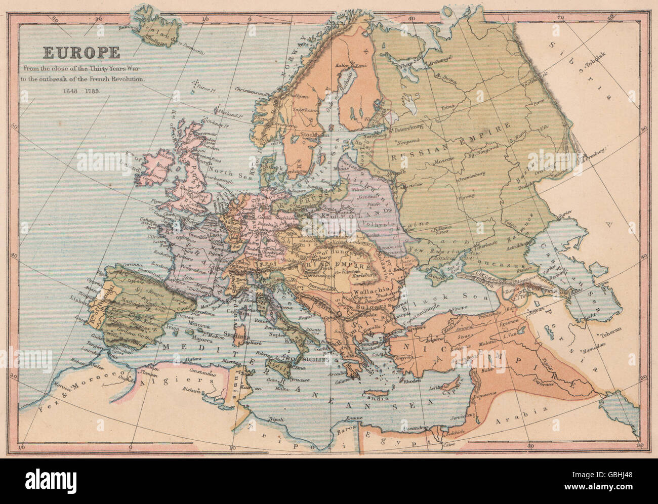 Europa 1648-1789: (osmanische) osmanischen Reiches. Königreich von Polen. COLLINS, 1880-Karte Stockfoto