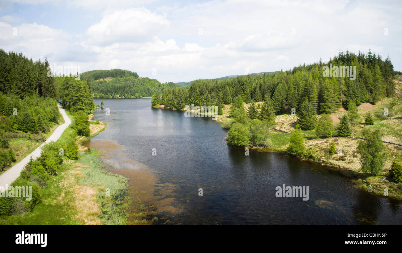 Luftbild-Drohne Foto von Loch Drunkie Trossachs Stockfoto