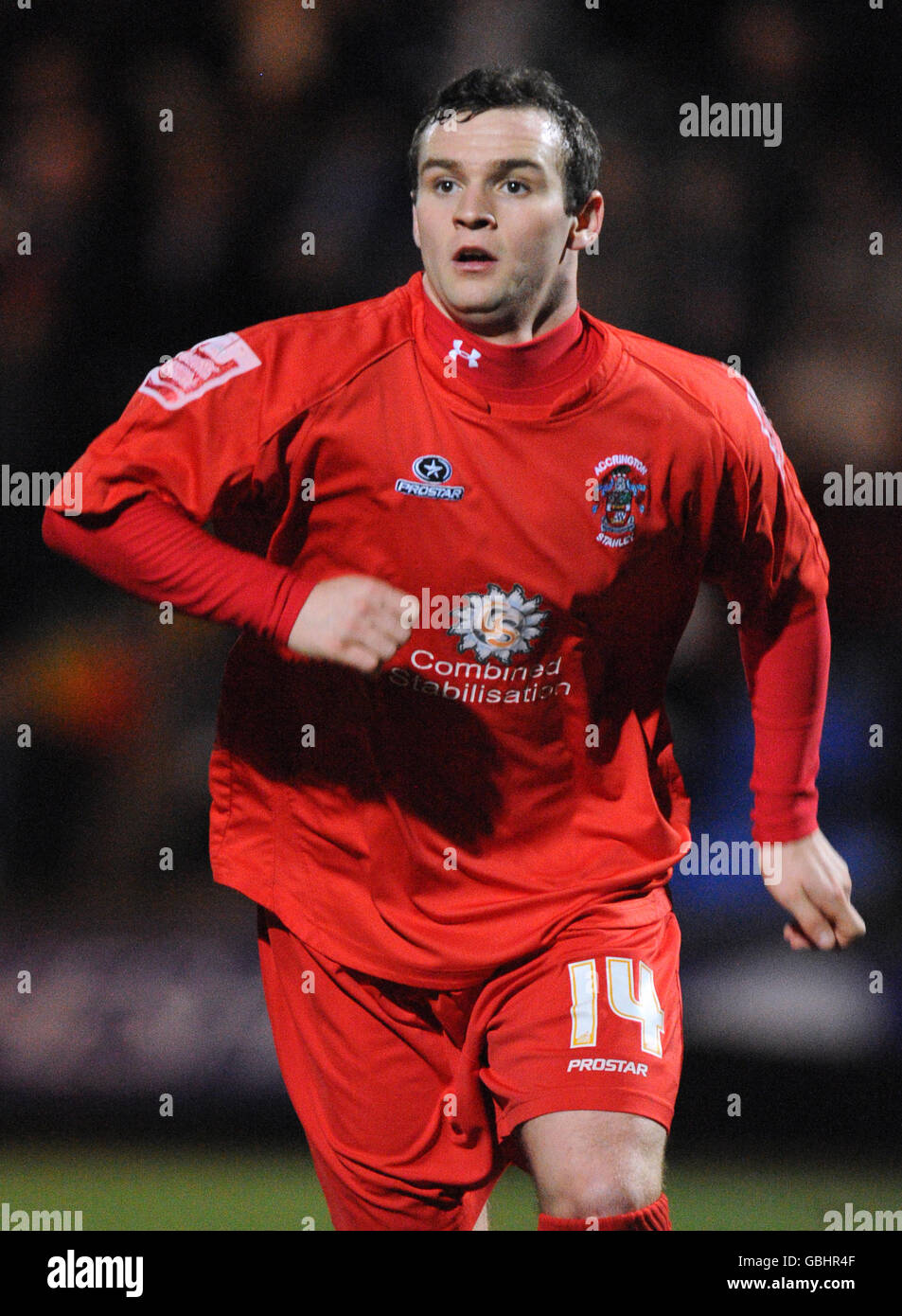 Fußball - Coca-Cola Football League Two - Macclesfield Town / Accrington Stanley - The Moss Rose Ground. James Ryan, Accrington Stanley Stockfoto