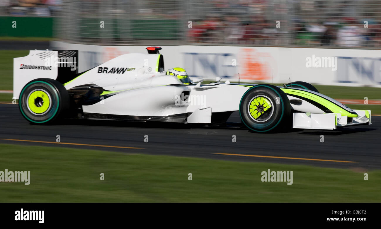 Formel 1 - Großer Preis Von Australien - Erstes Training - Albert Park - Melbourne. Brawn GP-Pilot Jenson Button beim ersten Training im Albert Park, Melbourne, Australien. Stockfoto