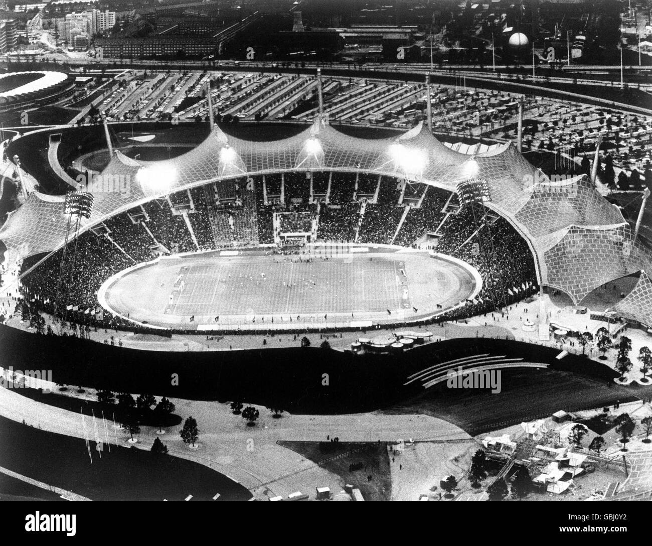 Fußball - freundlich - Westdeutschland - UdSSR. Gesamtansicht des Olympiastadions, München Stockfoto