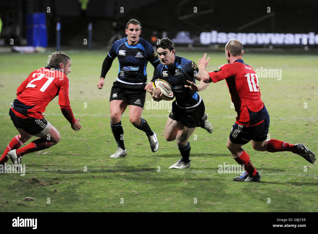 Rugby Union - Magners League - Glasgow Warriors V Münster - Firhill Arena. Glasgows Max Evans beim Spiel der Magners League in der Firhill Arena, Glasgow. Stockfoto
