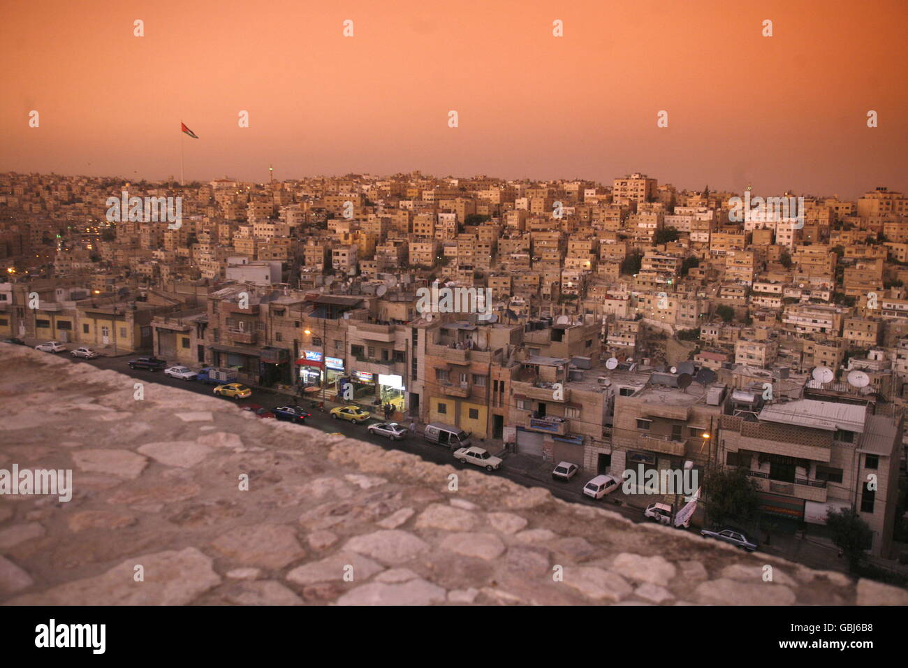 Das Stadtzentrum von der Stadt Amman in Jordanien im Nahen Osten. Stockfoto
