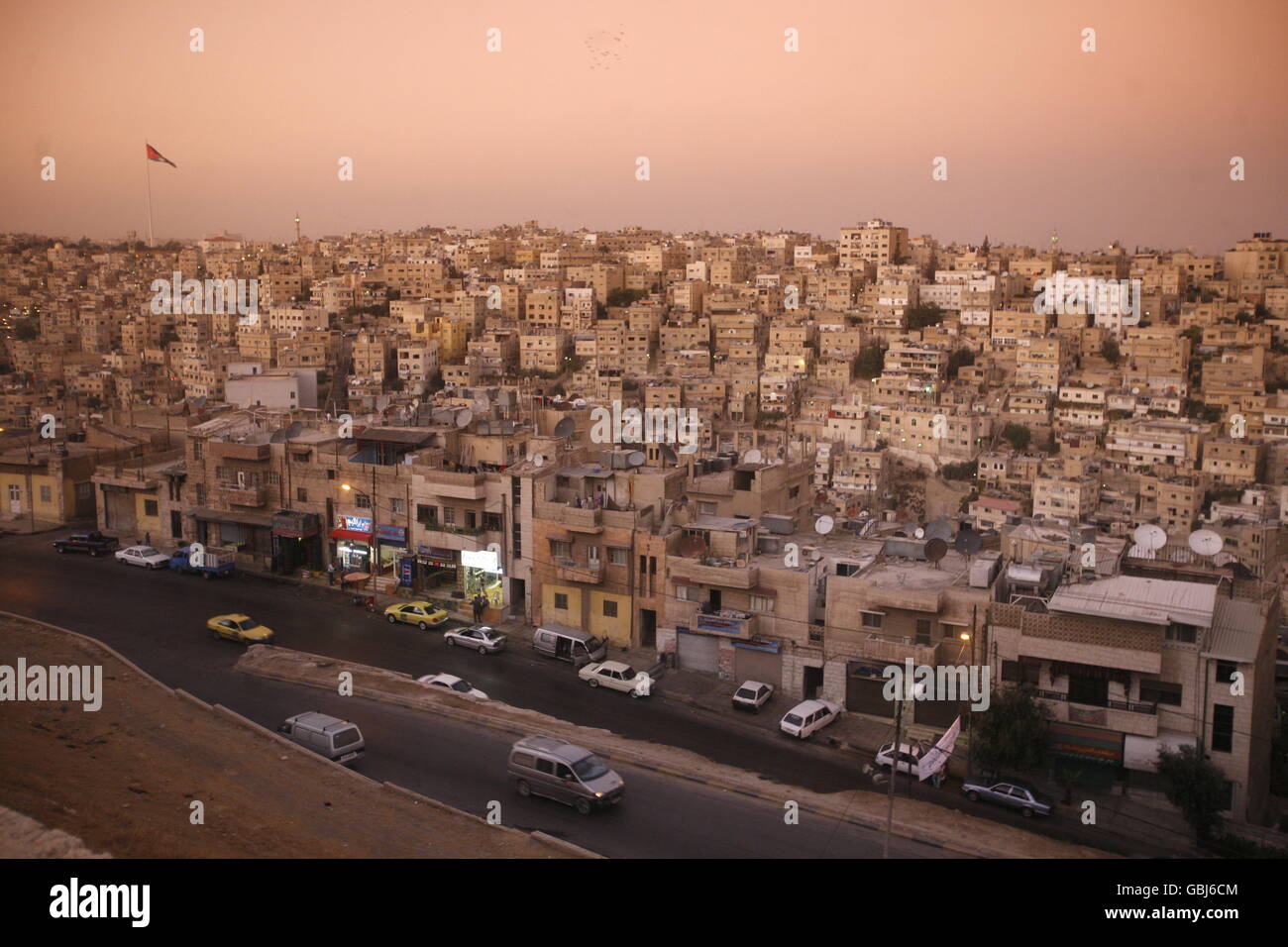 Das Stadtzentrum von der Stadt Amman in Jordanien im Nahen Osten. Stockfoto