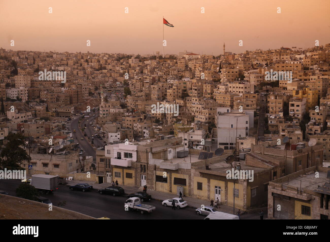 Das Stadtzentrum von der Stadt Amman in Jordanien im Nahen Osten. Stockfoto