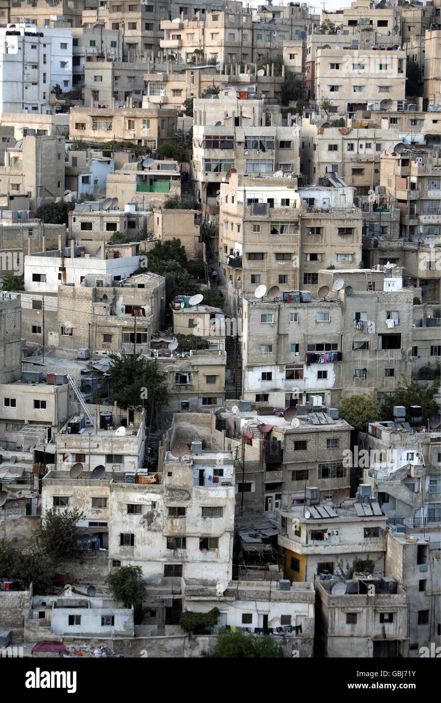 Das Stadtzentrum von der Stadt Amman in Jordanien im Nahen Osten. Stockfoto