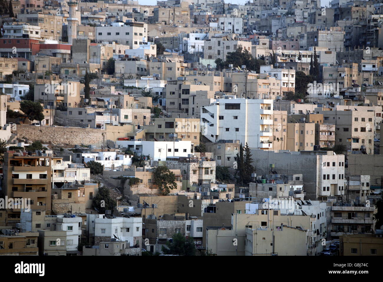 Das Stadtzentrum von der Stadt Amman in Jordanien im Nahen Osten. Stockfoto