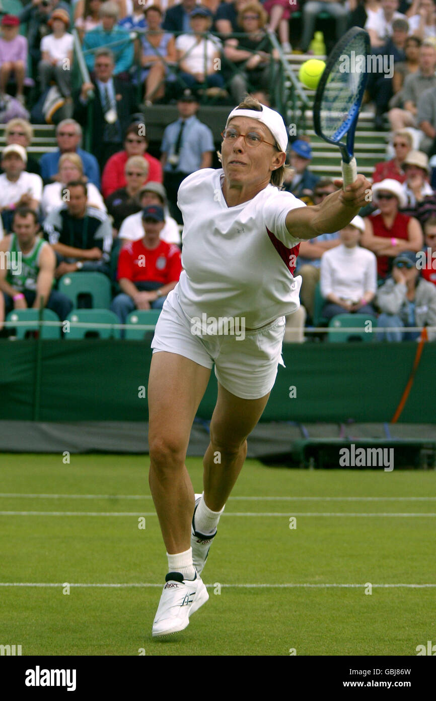 Martina Navratilova im Kampf gegen Catalina Castano Stockfoto