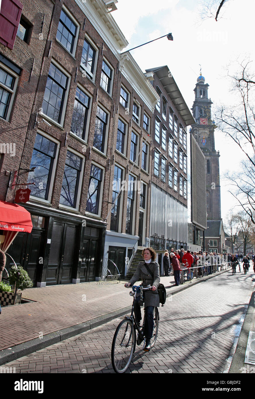 Ein Blick auf das Anne Frank Haus und das Museum im Zentrum von Amsterdam, Holland. DRÜCKEN SIE VERBANDSFOTO. Bild Datum Samstag 28 2009. März. Der Bildnachweis sollte Chris Radburn/PA Wire lauten. Stockfoto