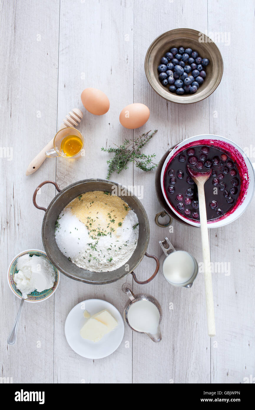 Amerikanische Pfannkuchen Zutaten Stockfoto