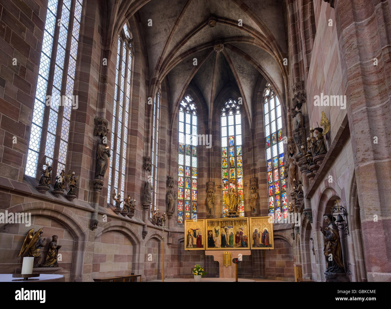 Tucheraltar, Tucher Altar in der Wallfahrtskirche, Frauenkirche, Frauenkirche, Nürnberg, Mittelfranken, Franken, Bayern Stockfoto