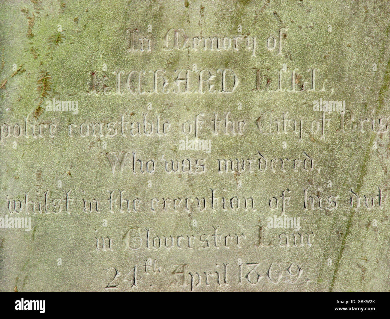 Das Grab von PC Richard Hill auf dem Arnos Val Cemetery, Bristol. Das Grab wird heute dank der Bemühungen einer Polizeiarbeiterin, Elaine Rees, neu eingeweiht, die entdeckte, dass ihr Vorfahre PC Hill vor 140 Jahren ermordet hatte. Stockfoto
