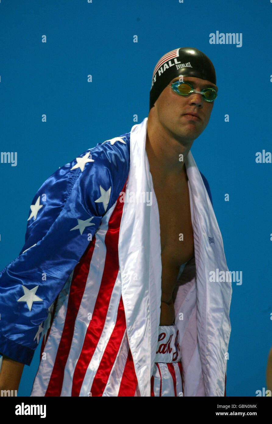 Der US-Amerikaner Gary Hall macht sich bereit, bevor er die 50-Meter-Mannschaft der Männer gewinnt Freistil Stockfoto