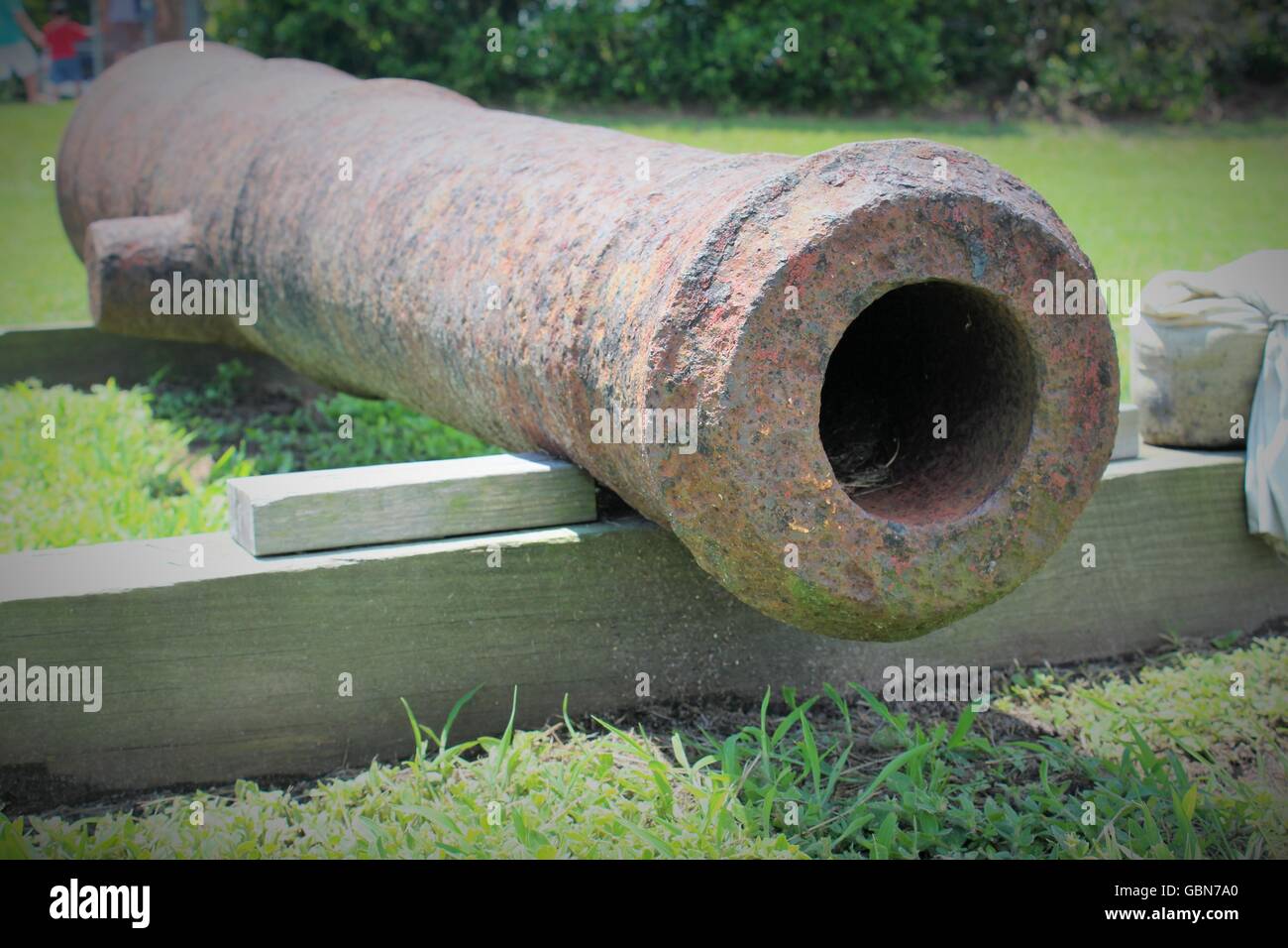 Revolutionäre Canon, alte Fort Jackson, Savannah Stockfoto