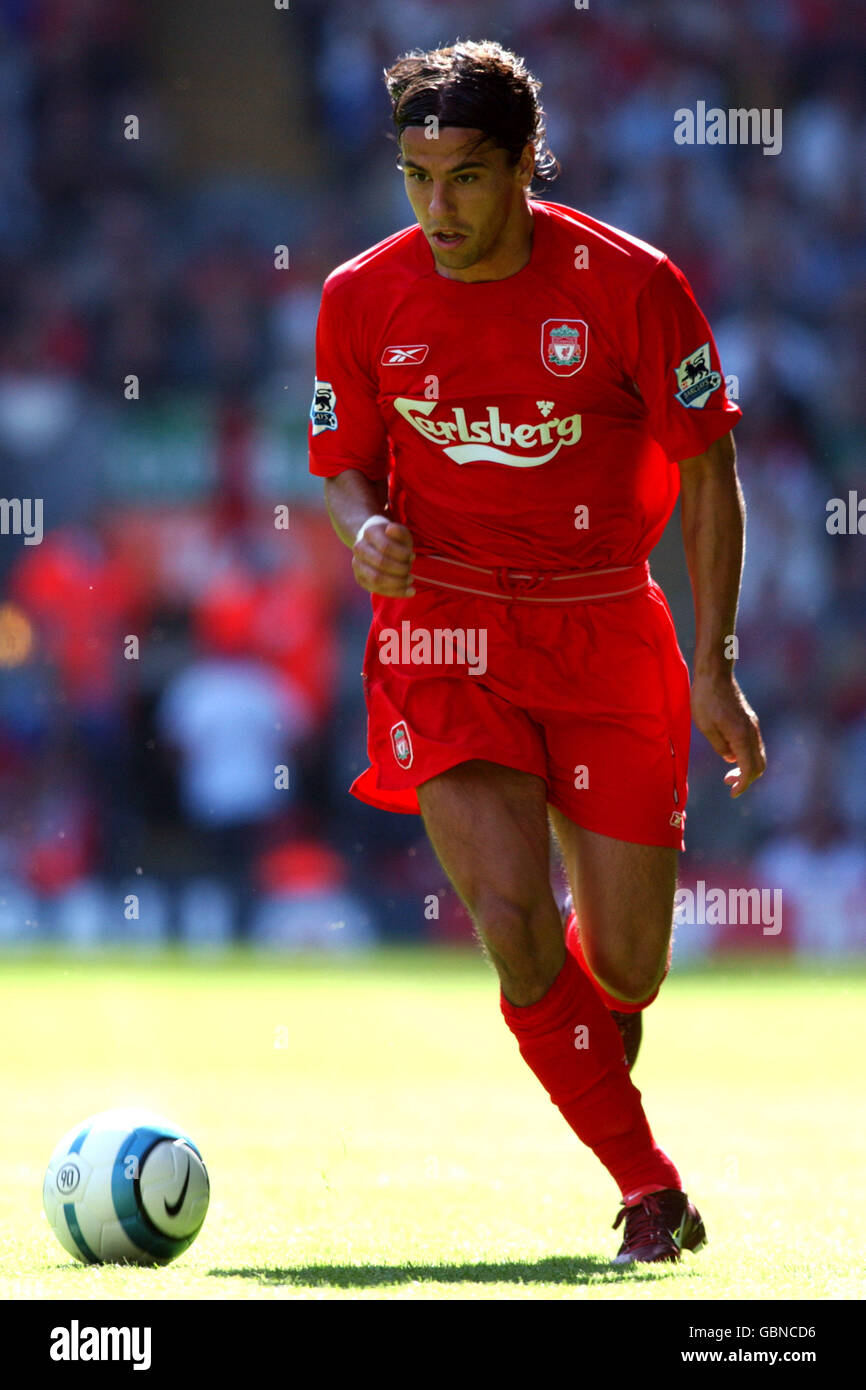 Fußball - FA Barclays Premiership - Liverpool / Manchester City. Milan Baros, Liverpool Stockfoto