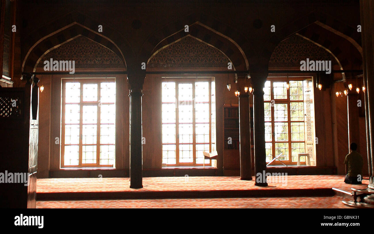 Aktien aus Istanbul. Eine allgemeine Ansicht des Inneren der Blauen Moschee in Istanbul, Türkei. Stockfoto