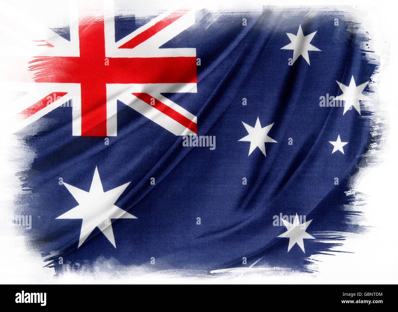 Australische Flagge auf einfarbigen Hintergrund Stockfoto
