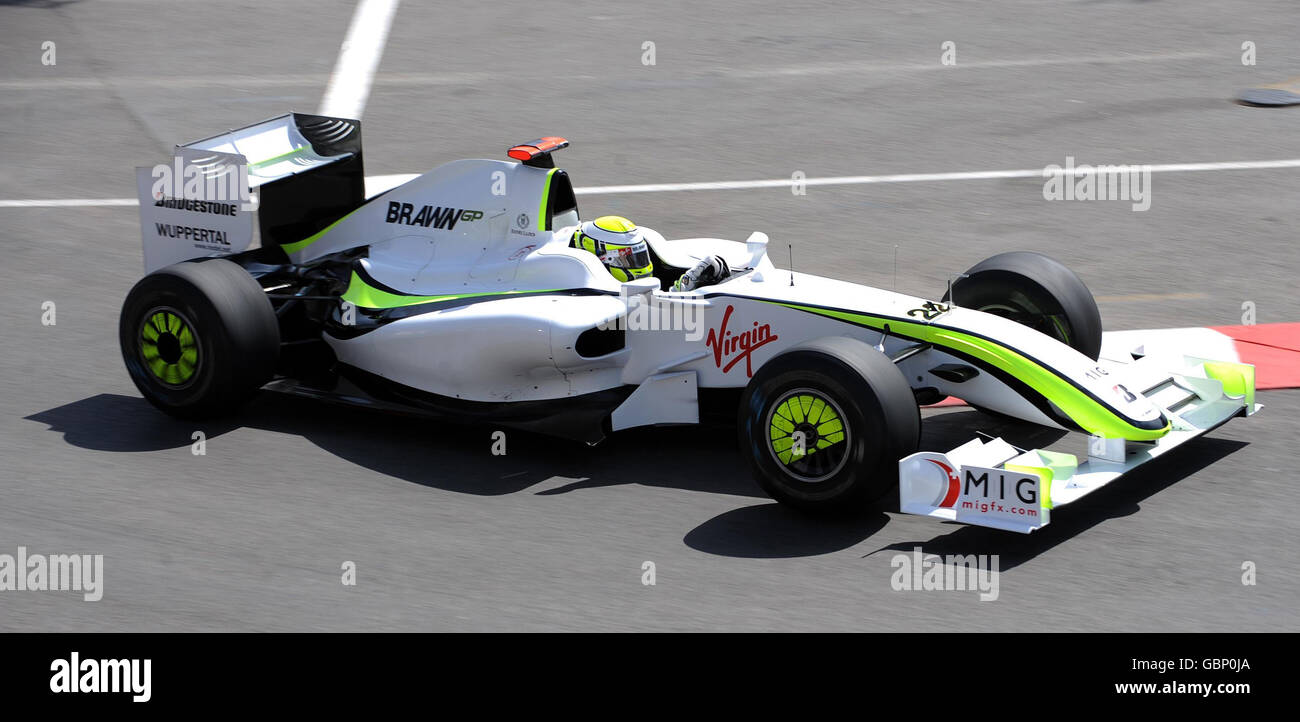 Formel-1-Autorennen - Grand-Prix-Training von Monaco - Circuit de Monaco. Brawn GP's Jenson Button während eines Trainings auf dem Circuit de Monaco, Monte Carlo, Monaco. Stockfoto