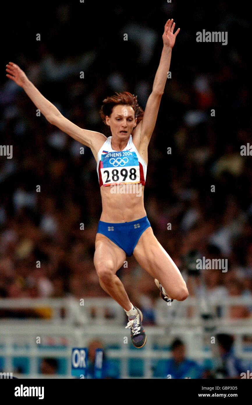 Leichtathletik Athen Olympische Spiele 2004 Weitsprung Frauen Finale Stockfotografie Alamy