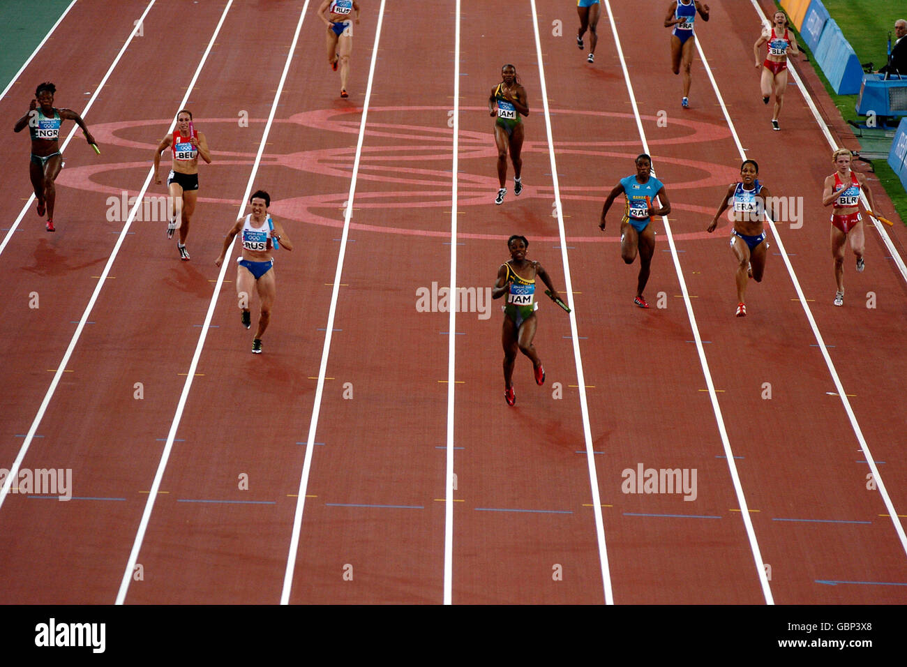 Leichtathletik athen olympische spiele 2004 frauen 4x100m staffelfinale