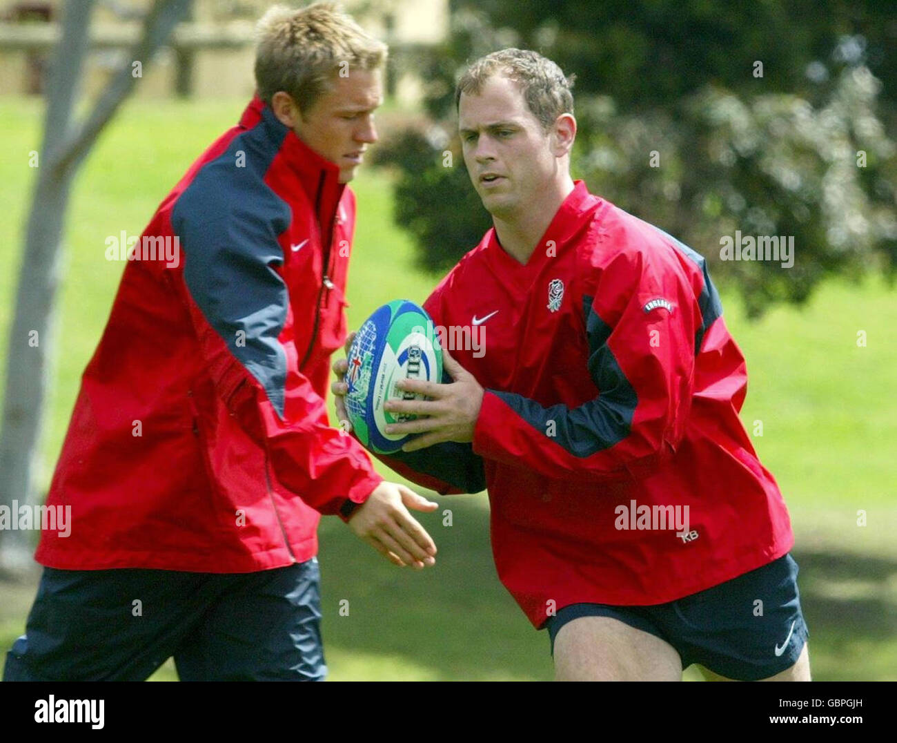 Rugby Union - Weltmeisterschaft 2003 - Gruppe C - England gegen Samoa - England Training. Kyran Bracken, England (r) Stockfoto