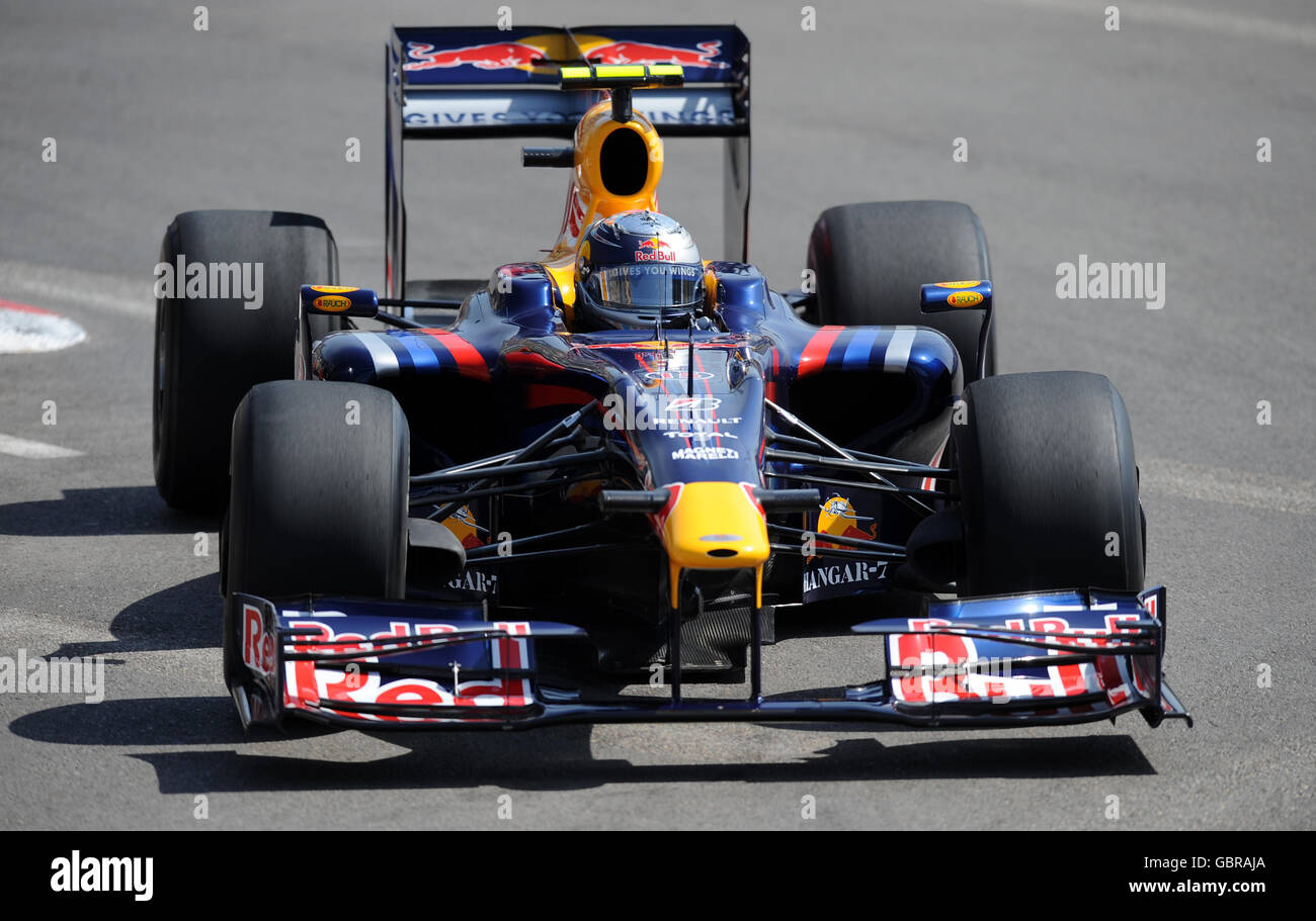 Red Bull Racing Fahrer Sebastian Vettel beim Training auf dem Circuit de Monaco. Stockfoto