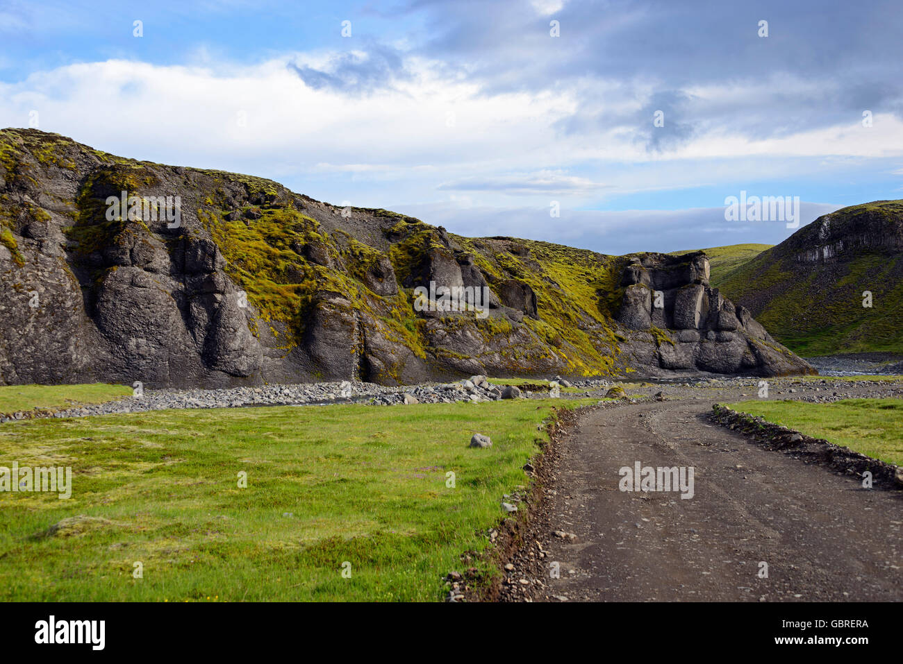 Landschaft, F206, Kirkjubaerjarklaustur, Island Stockfoto