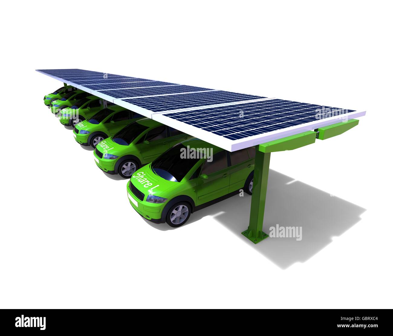 3D render Bild, ein solar Kraftwerk Auto darstellt. Stockfoto