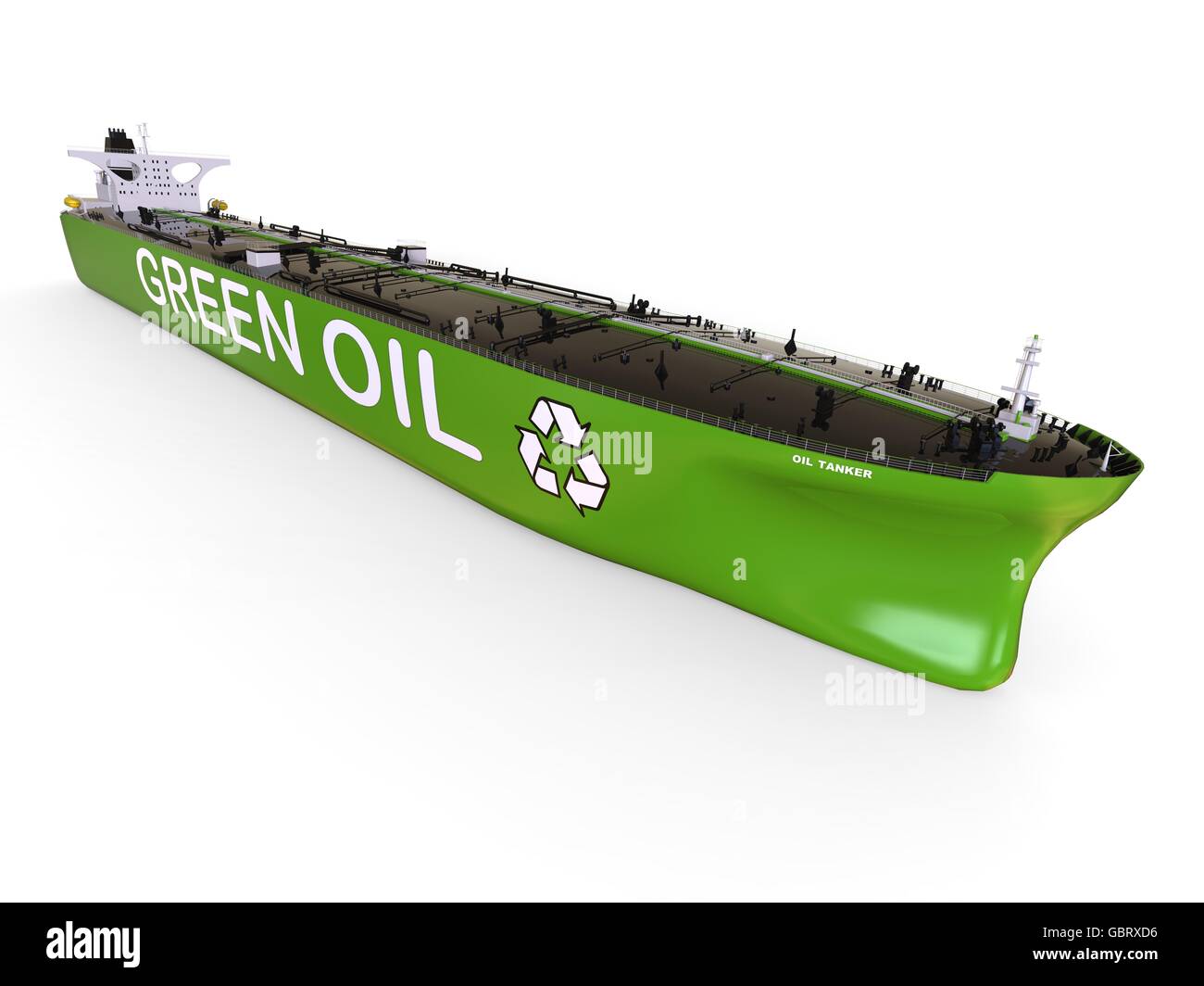 3D render Bild, einen grünen Öltanker darstellt. Stockfoto