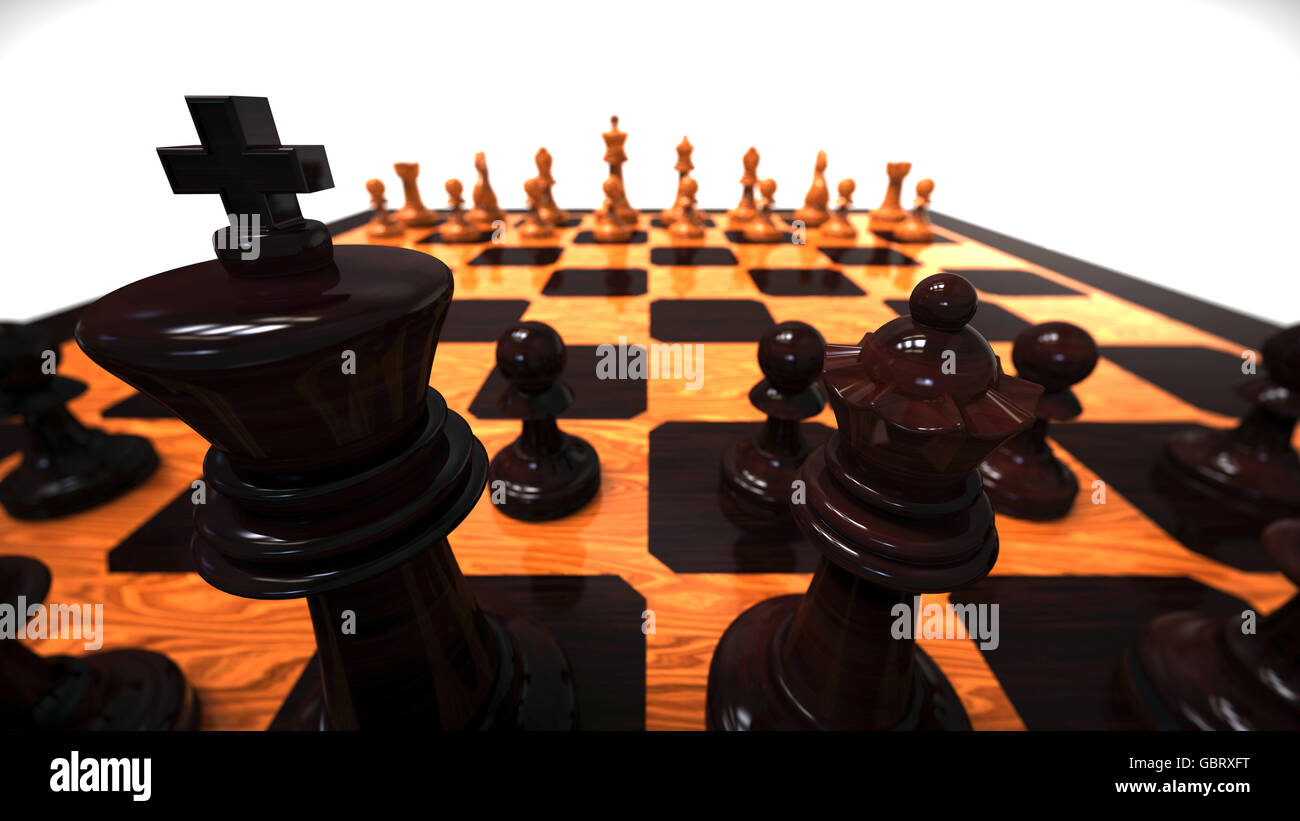 3D render Bild, ein Schachspiel darstellt. Stockfoto