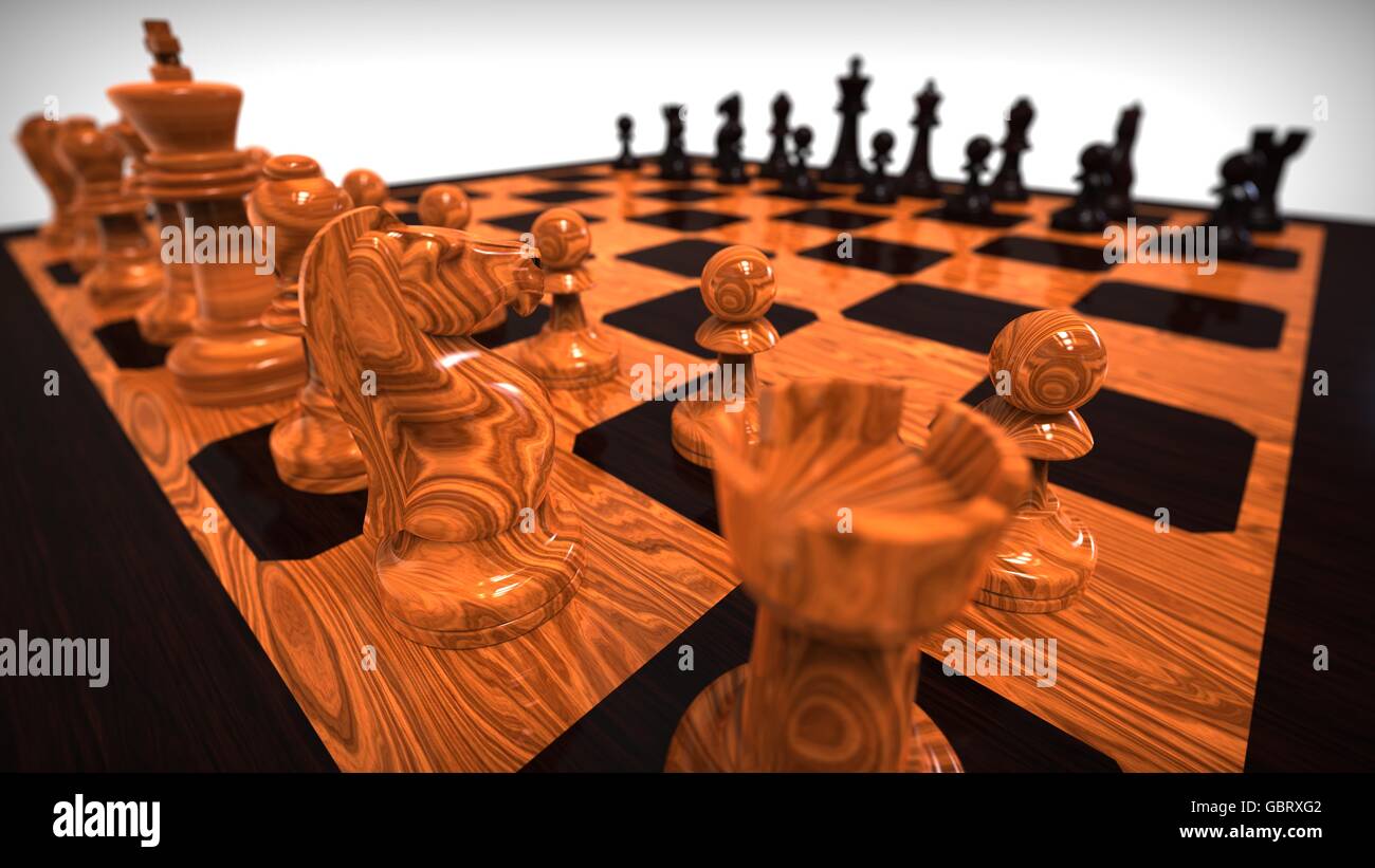 3D render Bild, ein Schachspiel darstellt. Stockfoto