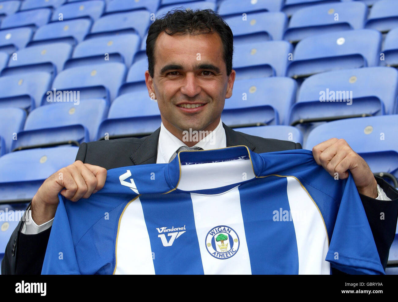 Fußball - Wigan Athletic Pressekonferenz - JJB Stadium Stockfoto