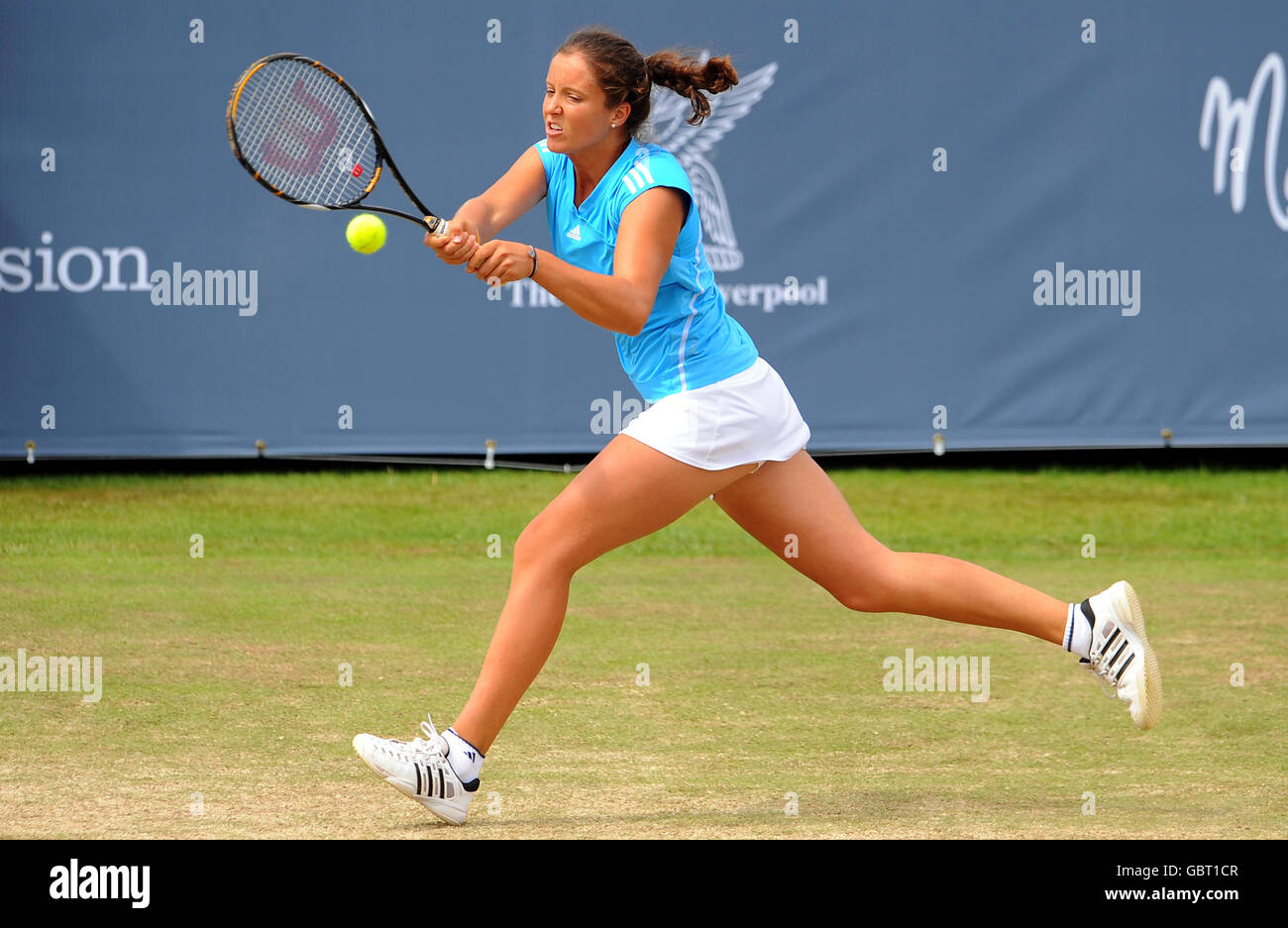 Die britische Laura Robson erleidet im Finale von eine Niederlage Das Liverpool International Tennis Tournament Stockfoto