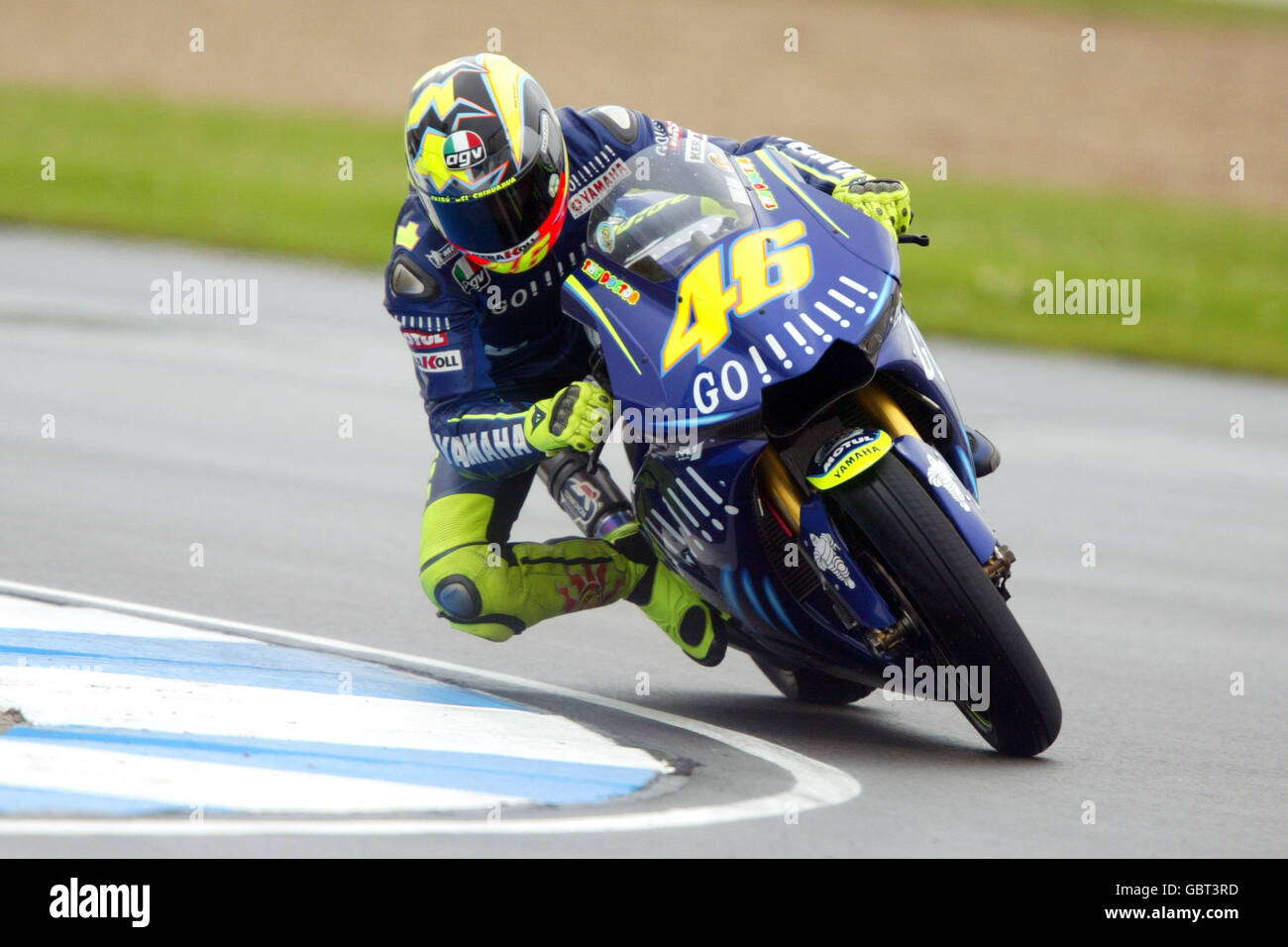 Motorradfahren - großer Preis von Großbritannien - Moto GP - Rennen. Valentino Rossi in Aktion Stockfoto